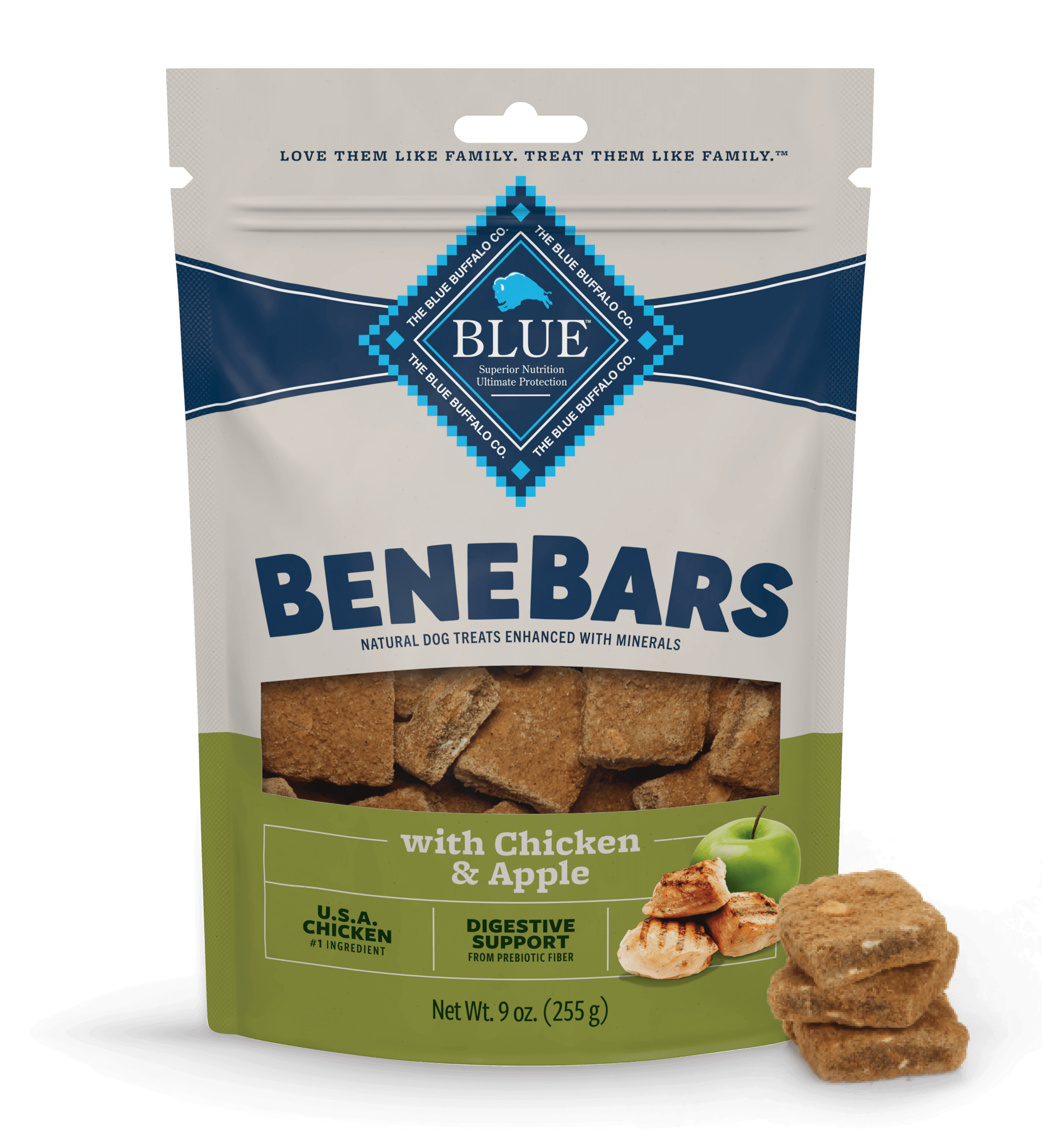 blue benebars with chicken & apple dog treats