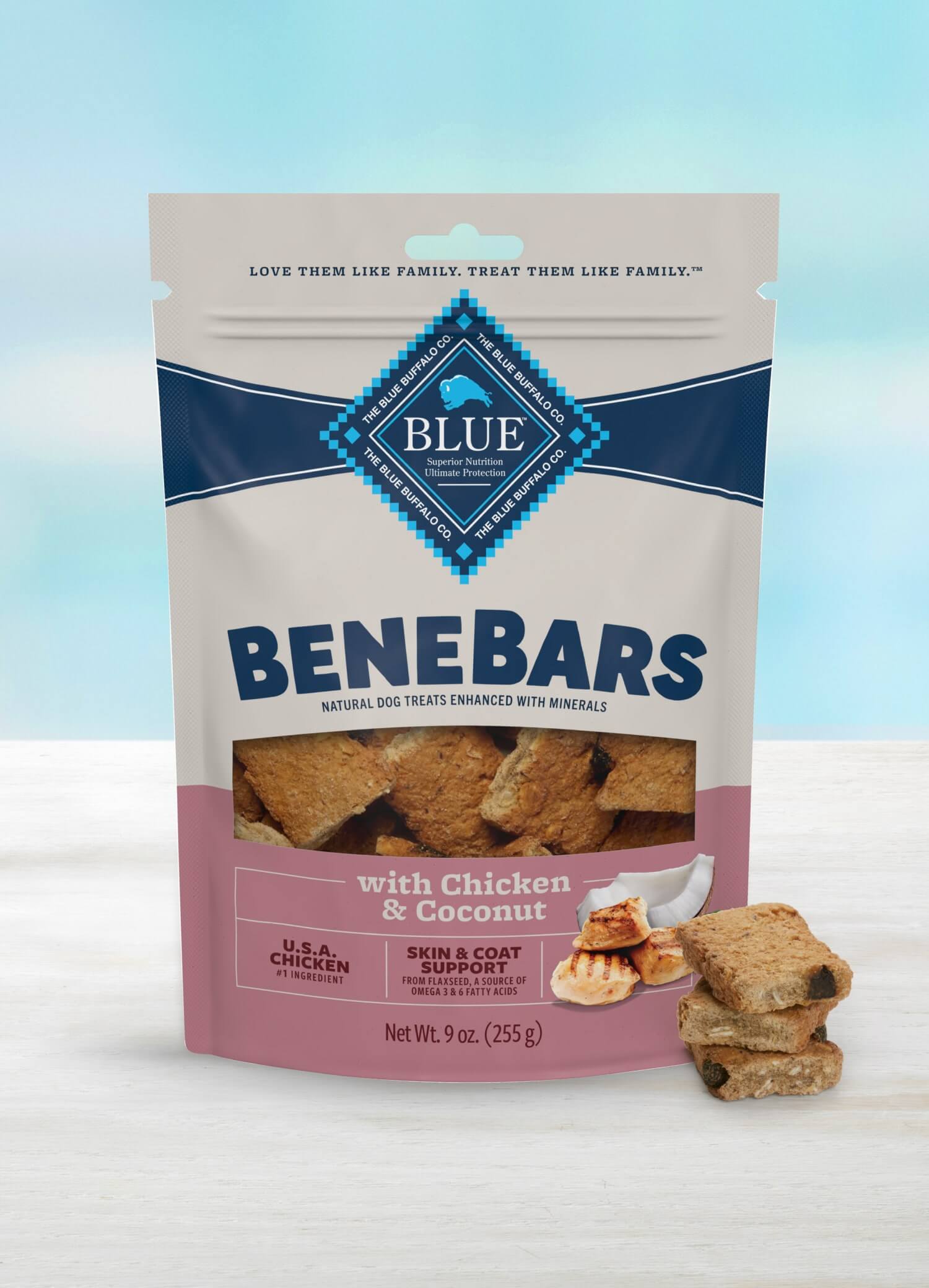 blue benebars avec poulet et noix de coco chien gateries