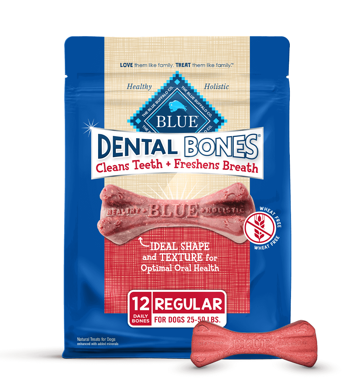 blue dental bones regular size dog treats