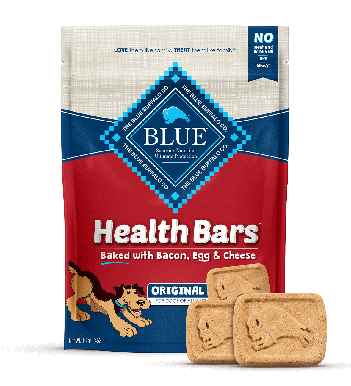 Dog treats shop blue bag