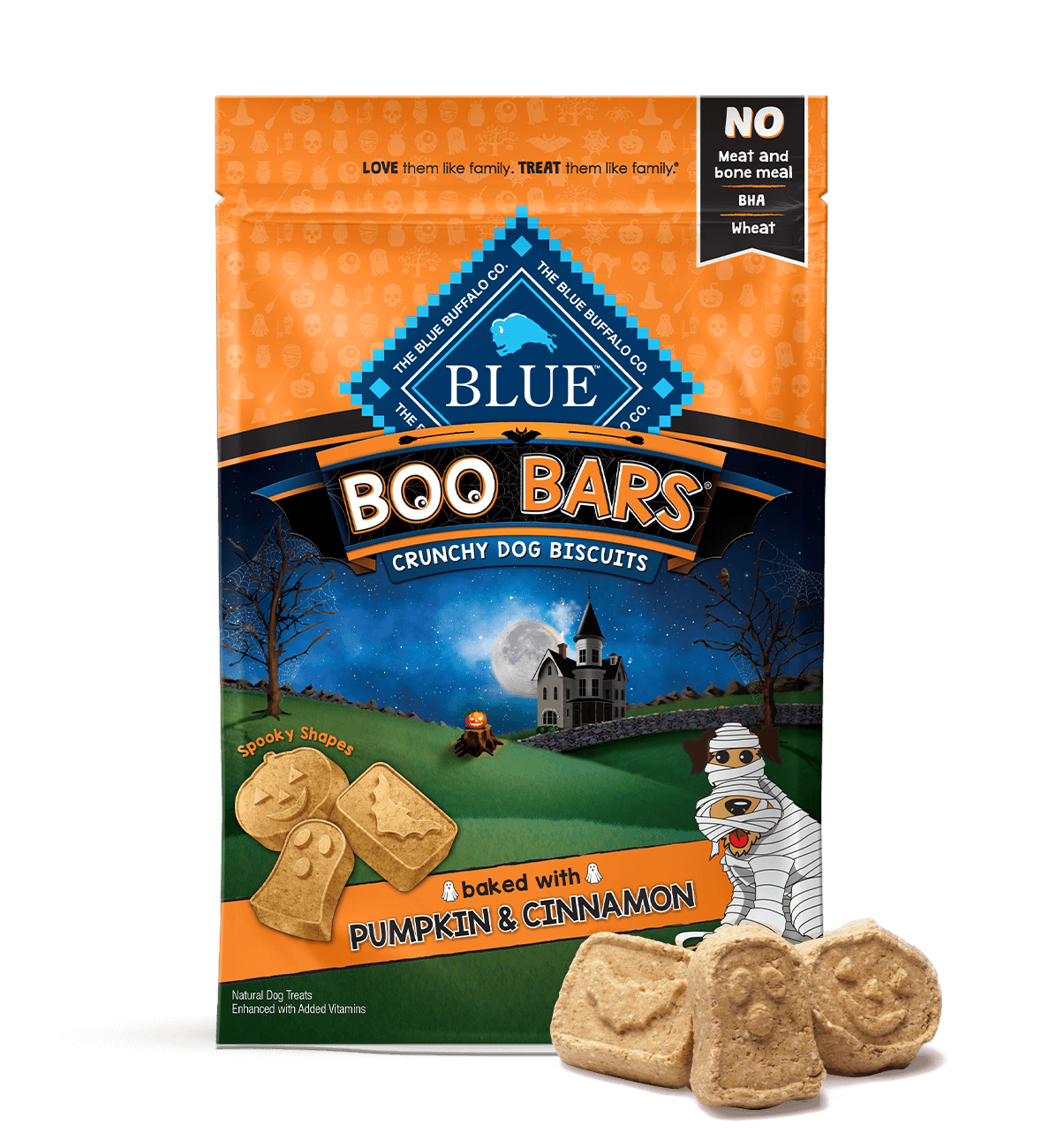 blue boo bars pumpkin & cinnamon natural mini dog biscuits dog treats