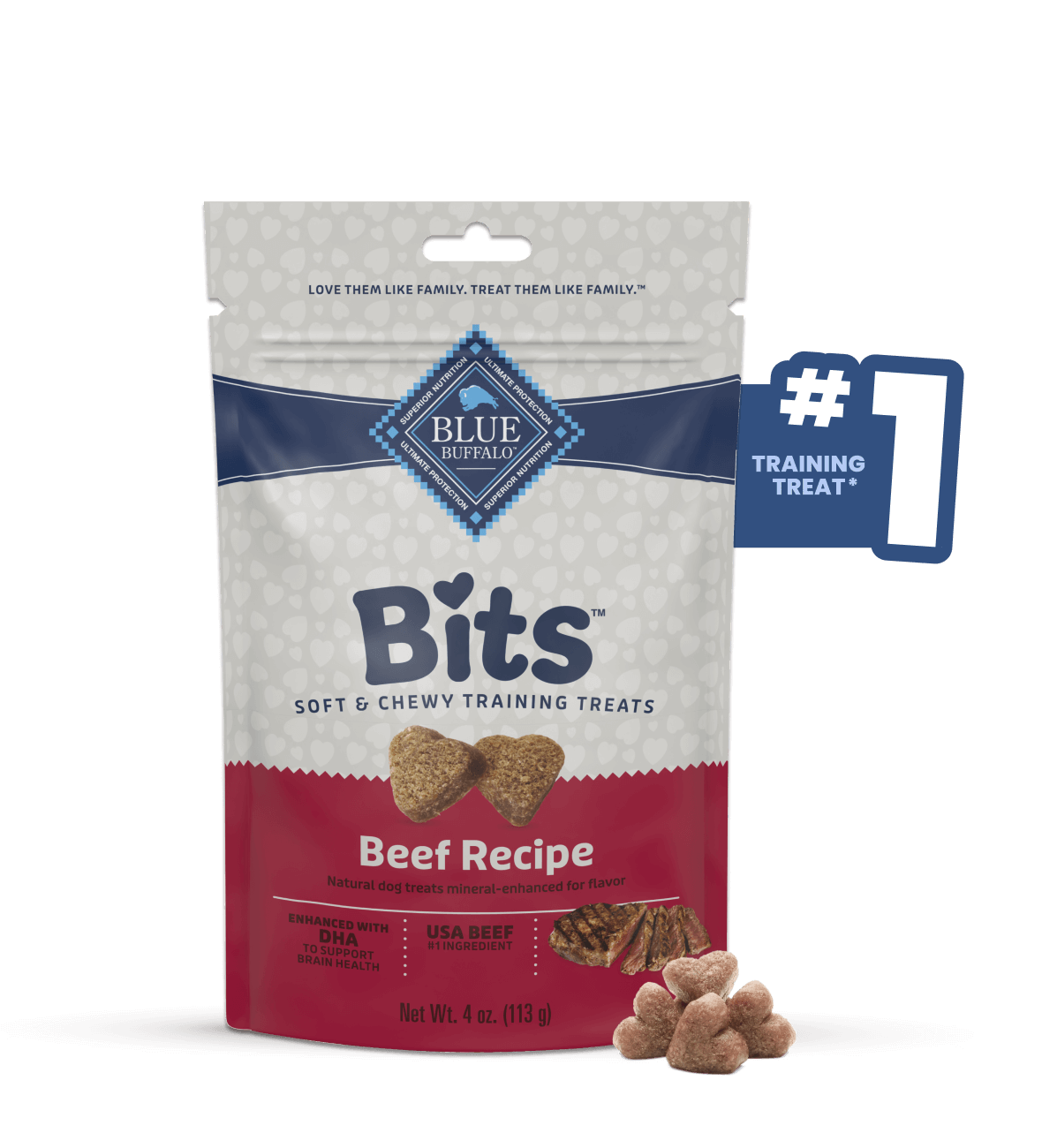 Blue Buffalo Bits Tender Beef Soft and Chewy Training Treats dog treats, #1 choice for training treats, providing a flavorful and nutritious snack for dogs.