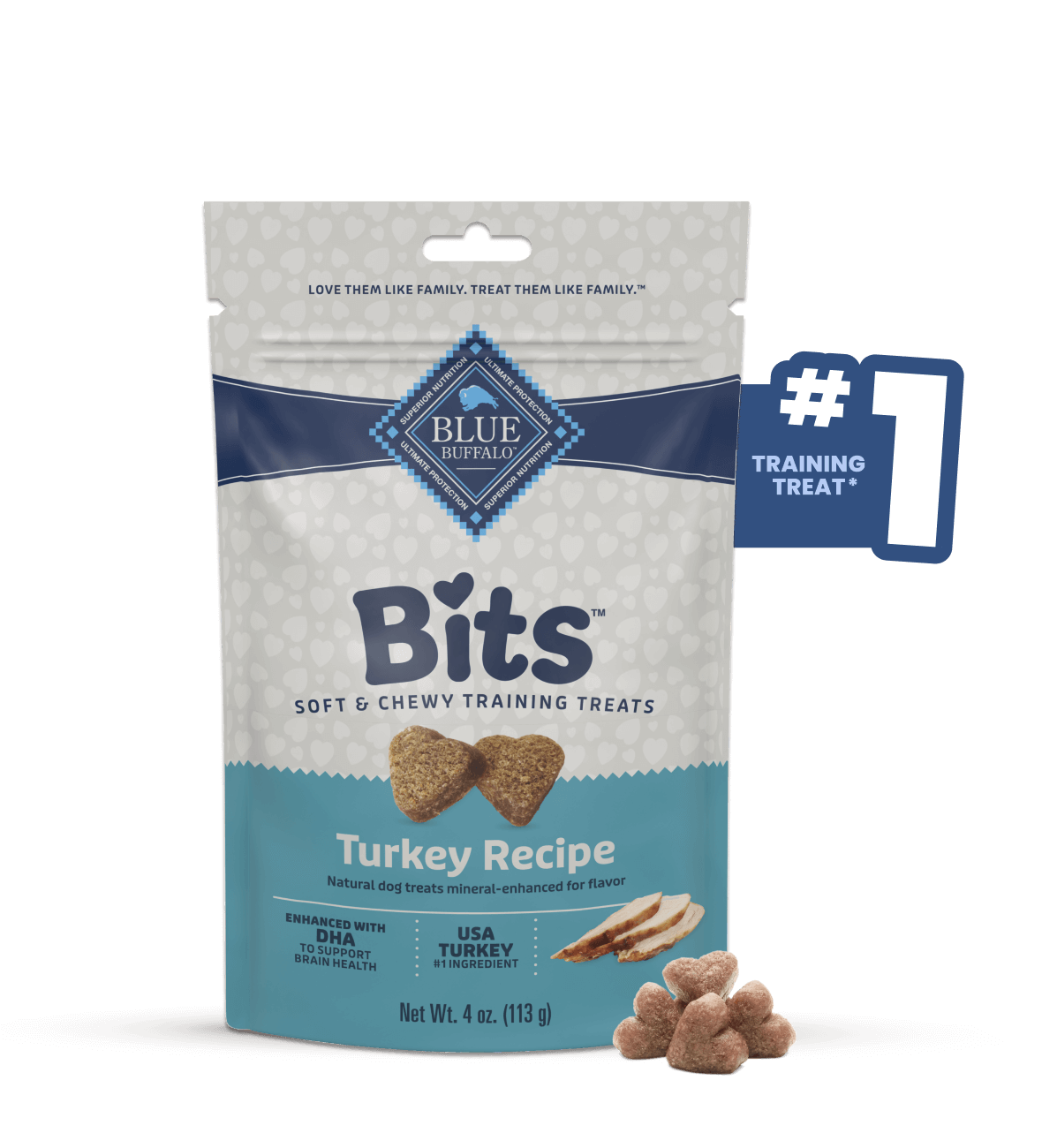 Blue Buffalo BLUE Bits Tempting Turkey Soft & Chewy Training Treats dog treats, #1 choice for training treats, providing tasty, bite-sized rewards for dogs.