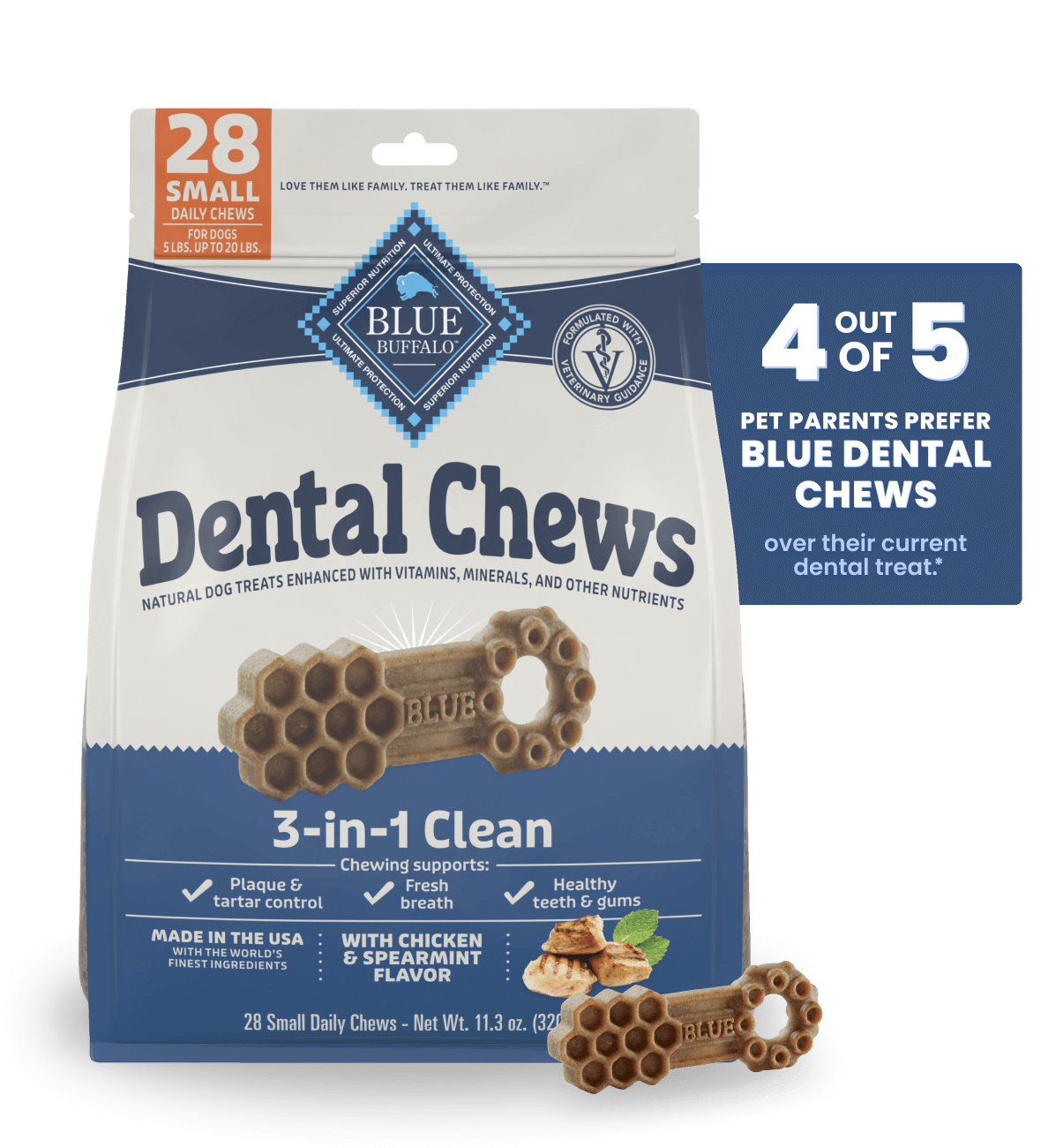 blue dental chews small dental chews with chicken & spearmint dog treats