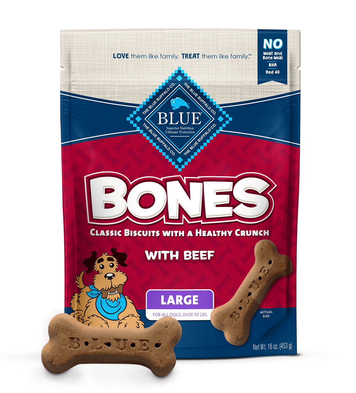 blue bones large bones baked with beef dog treats