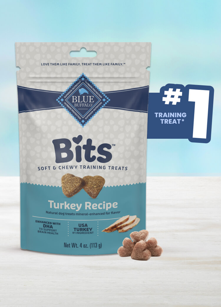 Blue Buffalo BLUE Bits Tempting Turkey Soft & Chewy Training Treats dog treats, #1 choice for training treats, providing tasty, bite-sized rewards for dogs.