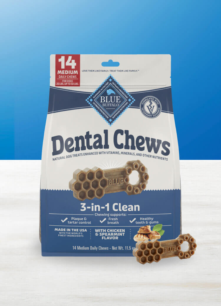 blue dental chews medium dental chews with chicken & spearmint dog treats