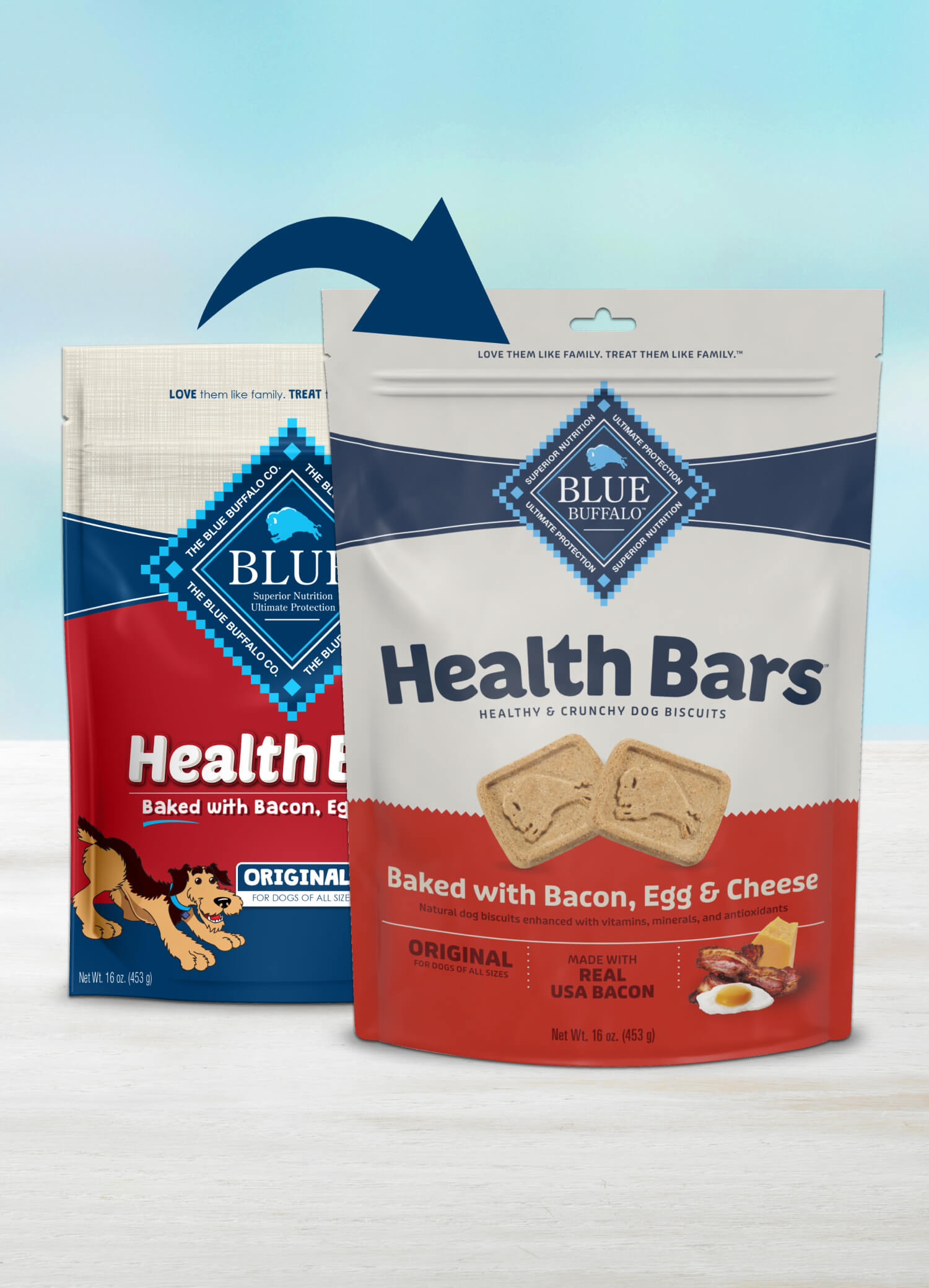 BLUE Health Bars Dog Treats Baked with Bacon Egg Cheese