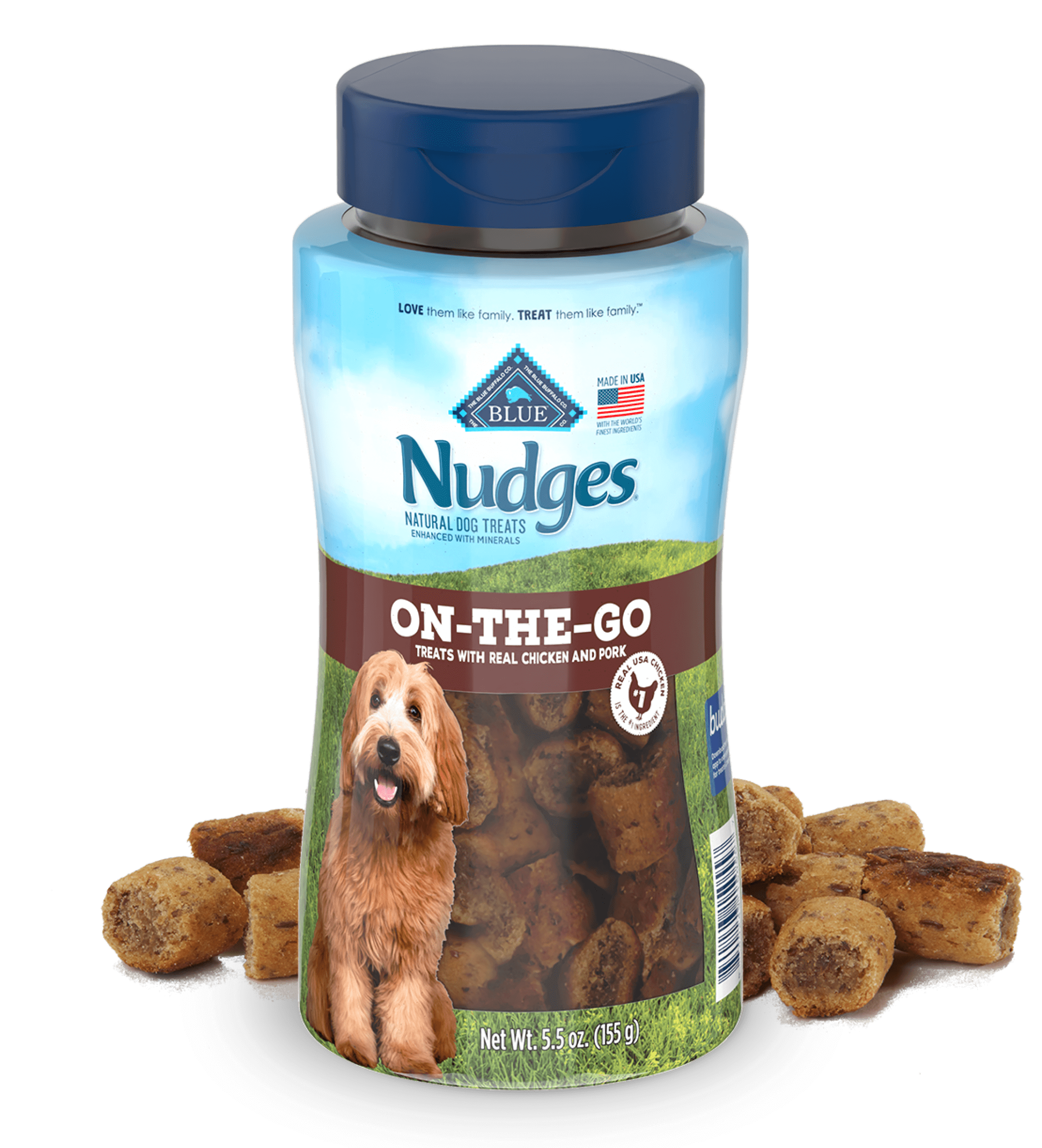 on-the-go treats with real chicken and pork with real chicken and pork dog treats