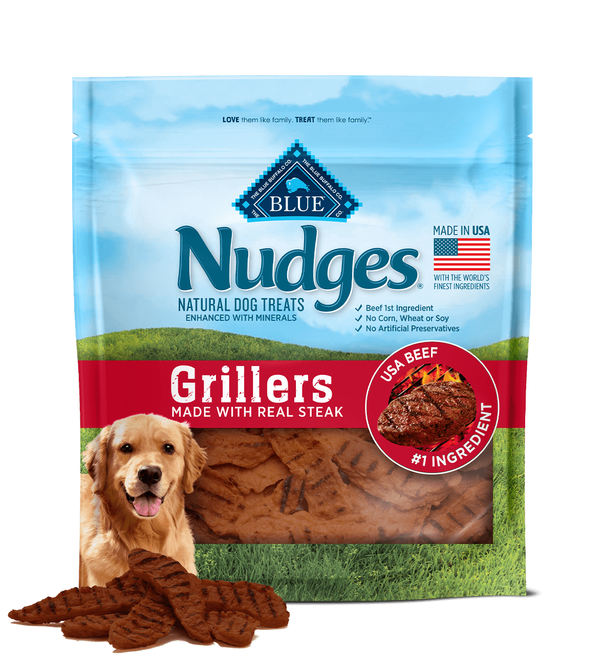 blue nudges ® deliciously charred real steak grillers dog treats