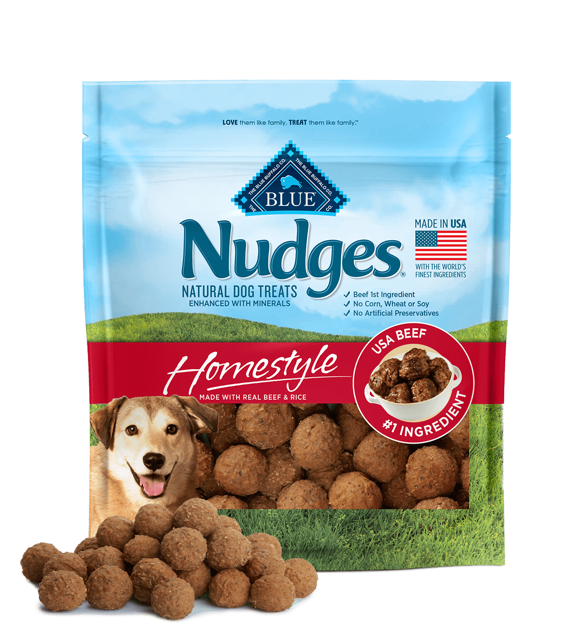 blue nudges ® homestyle treats with real beef dog treats