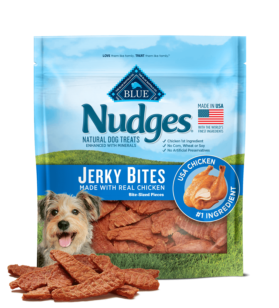 BLUE Nudges Jerky Bites Dog Treats Chicken