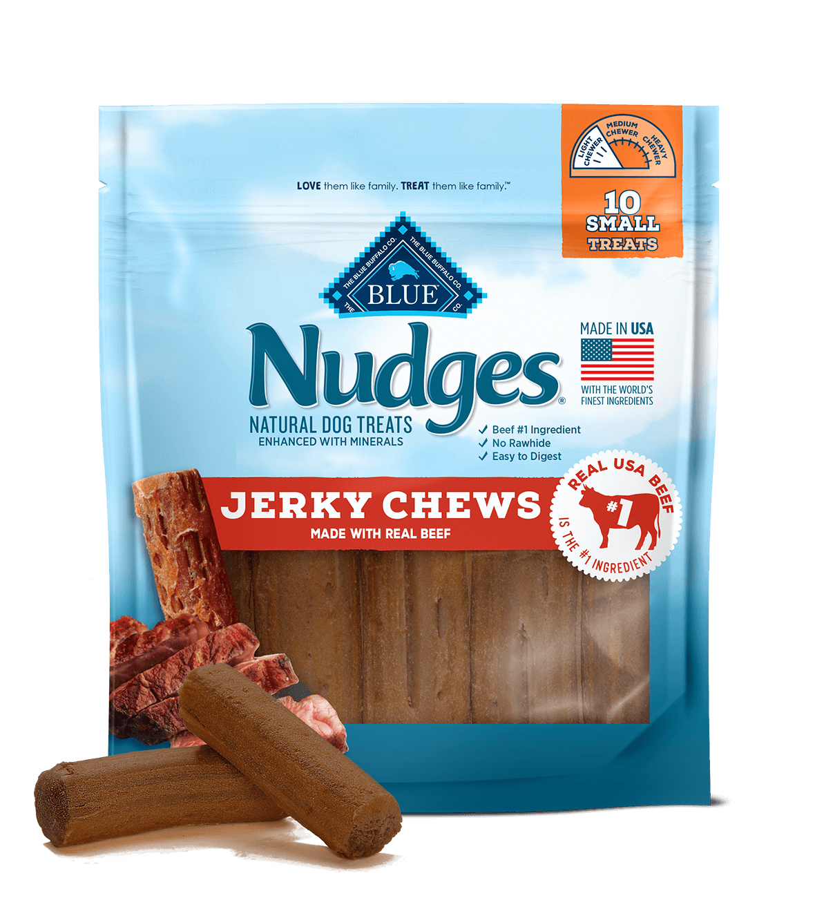blue nudges ® mini rawhide-free beef jerky chews dog treats