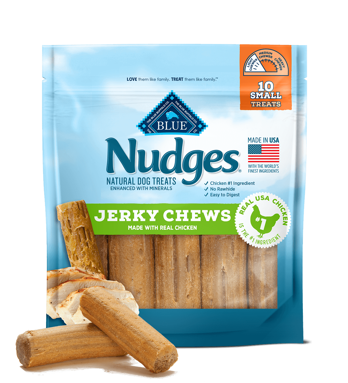 blue nudges ® small rawhide-free chicken jerky chews dog treats