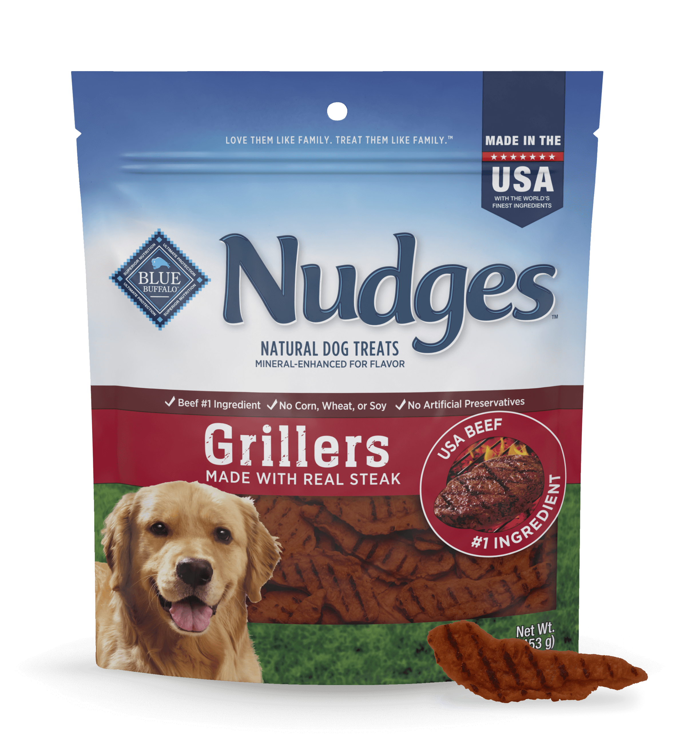 blue nudges deliciously charred real steak grillers dog treats
