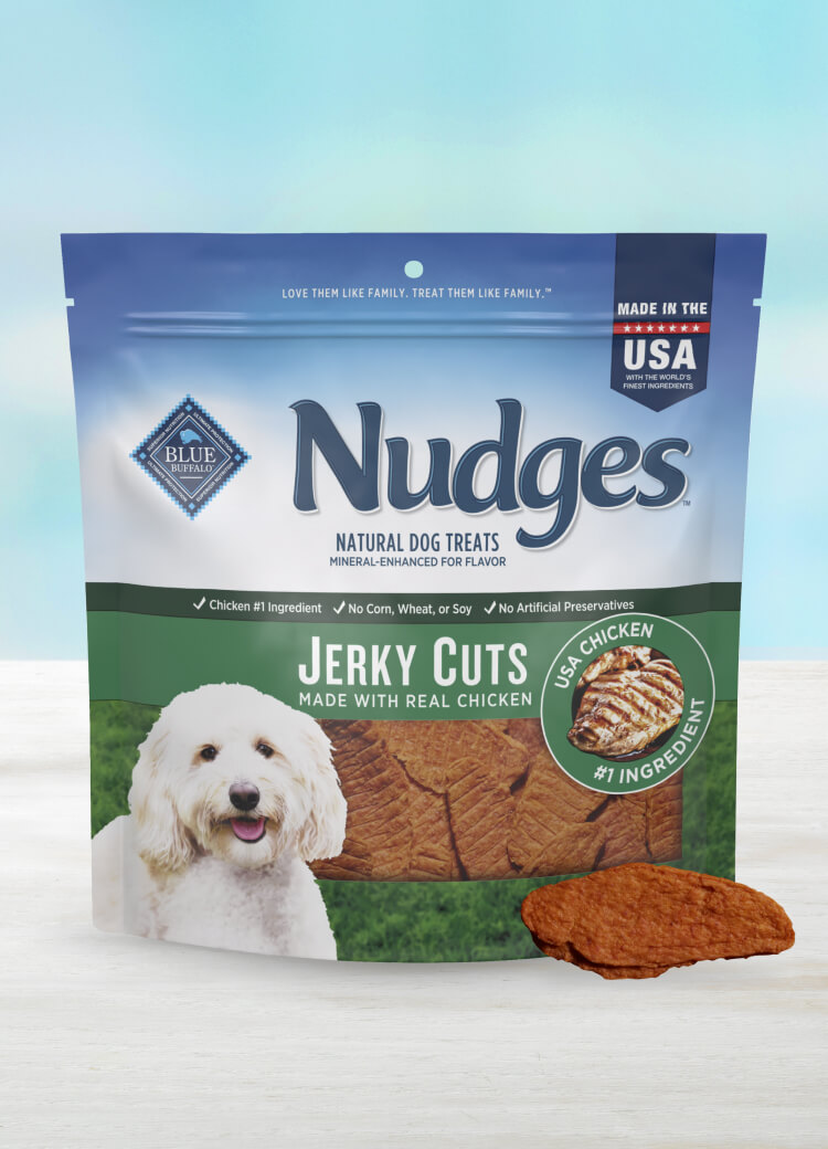 blue nudges protein-packed chicken jerky cuts dog treats