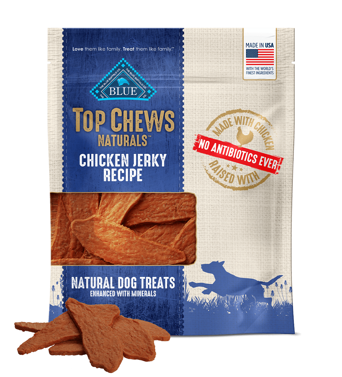 blue top chews ® tasty jerky cuts with real chicken dog treats