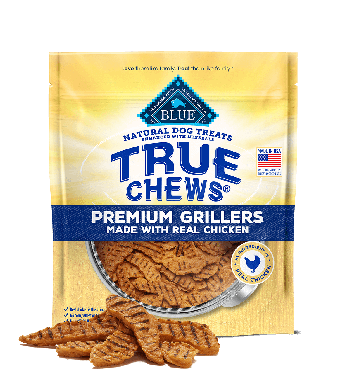 blue true chews ® deliciously charred premium chicken grillers dog treats