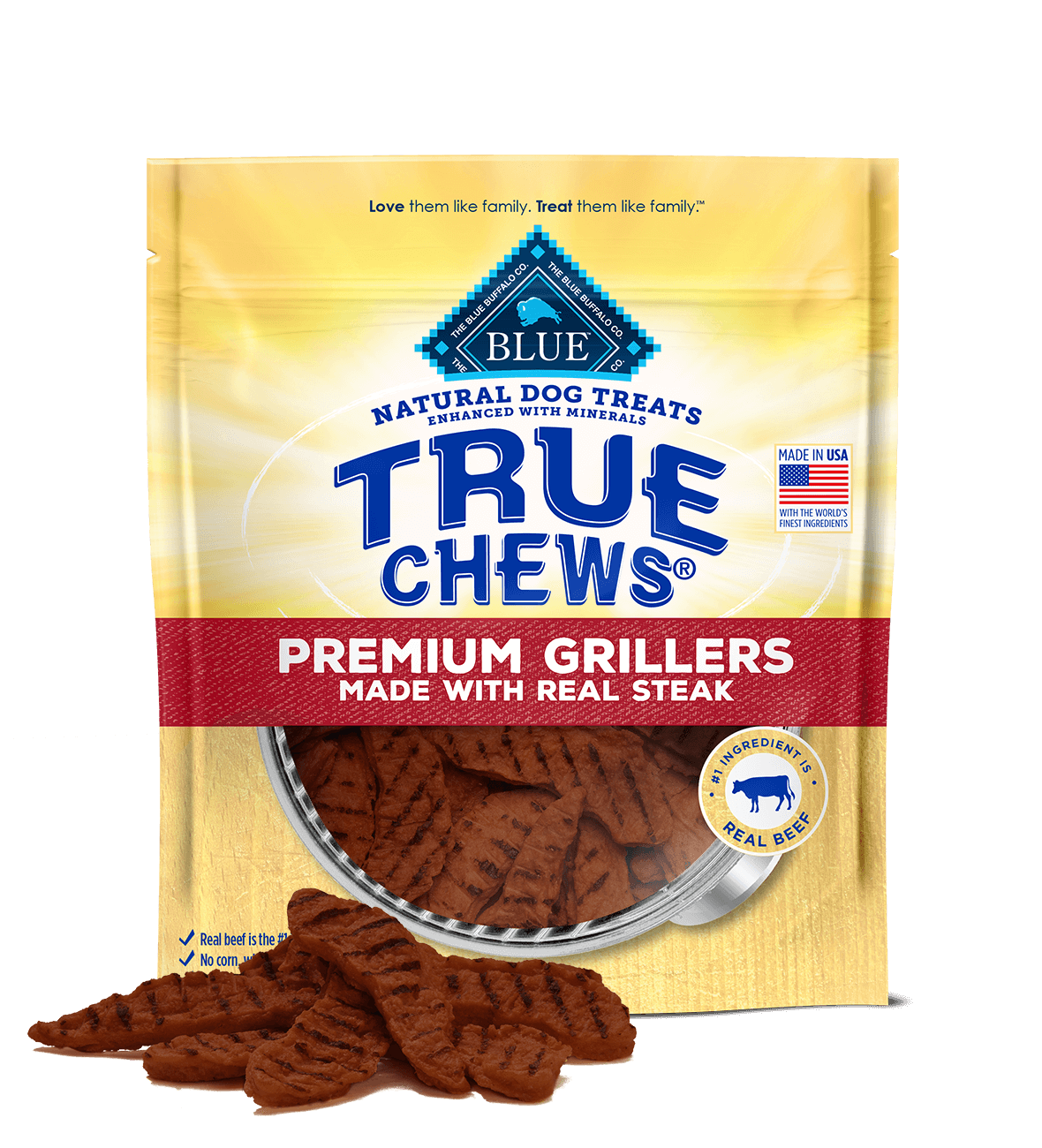 blue true chews ® deliciously charred premium steak grillers dog treats