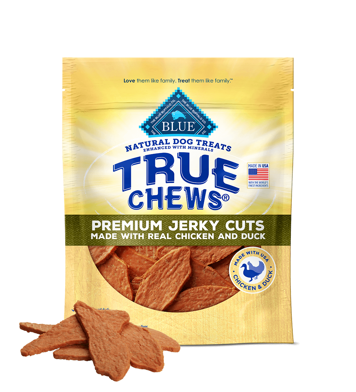 blue true chews ® meaty premium chicken & duck jerky cuts dog treats
