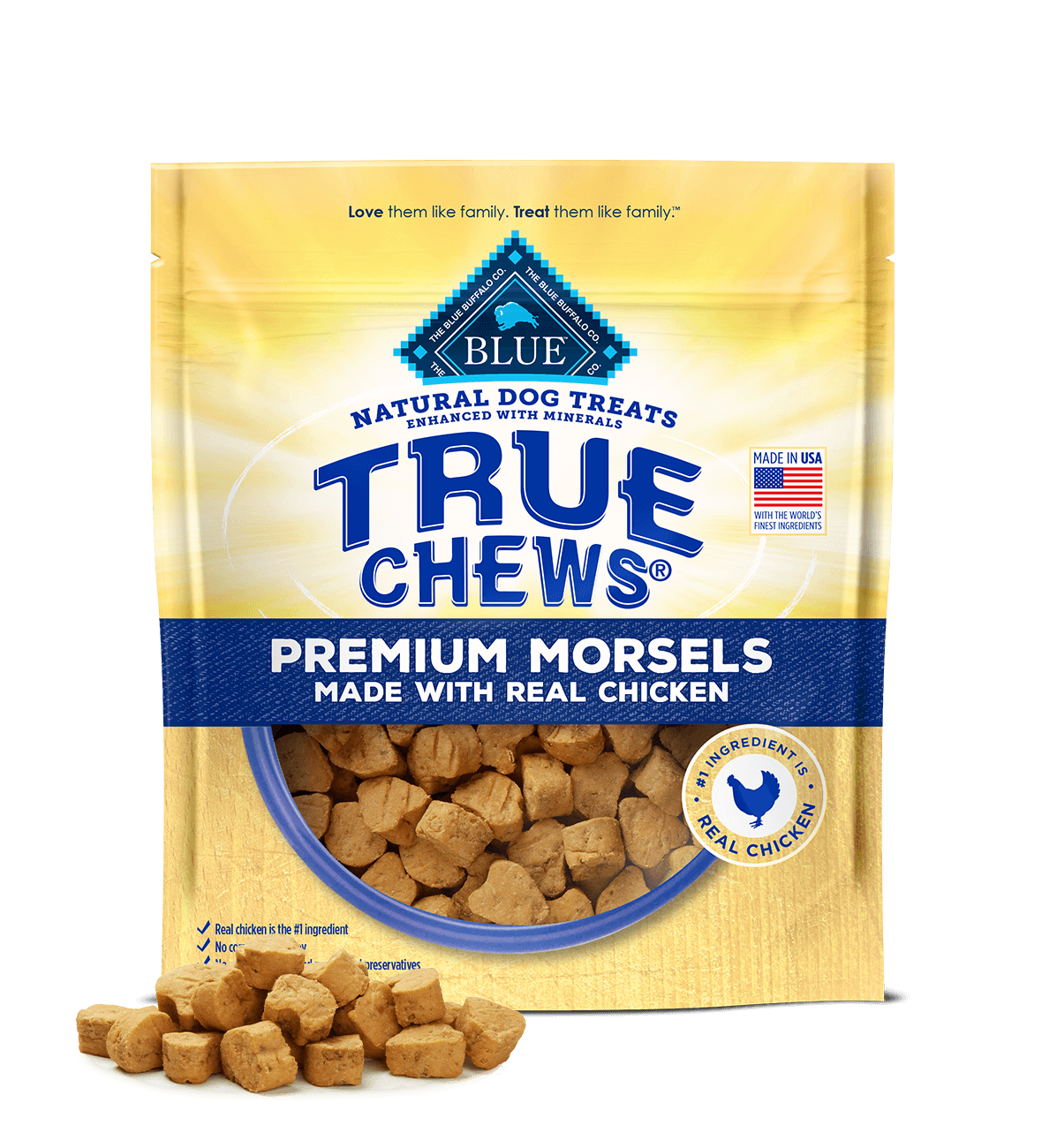 blue true chews ® flavor-packed tender premium chicken morsels dog treats