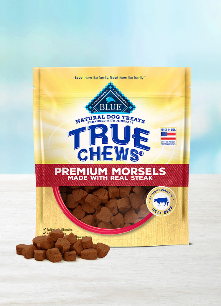 BLUE True Chews Premium Morsels Dog Treats Made with Real Steak