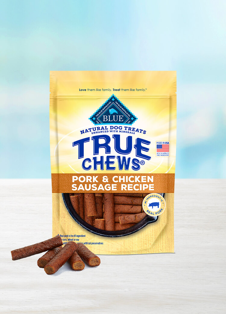 BLUE True Chews Premium Dog Treats Pork Chicken Sausage