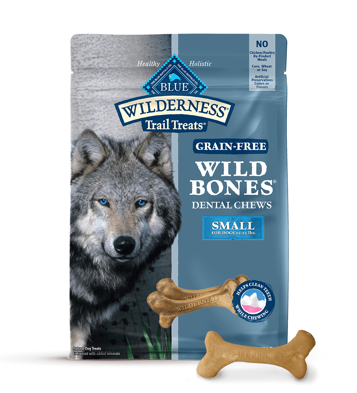 BLUE Wilderness Dental Chews Dog Treats Small Size Wild Bones