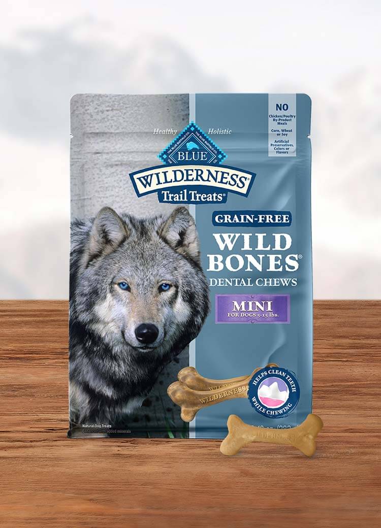 BLUE Wilderness Dental Chews Dog Treats Mini Size Wild Bones