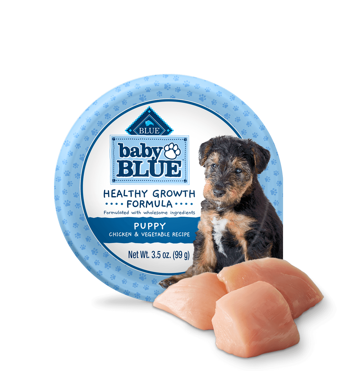 baby blue tasty chicken & veggie pup cup dog wet food