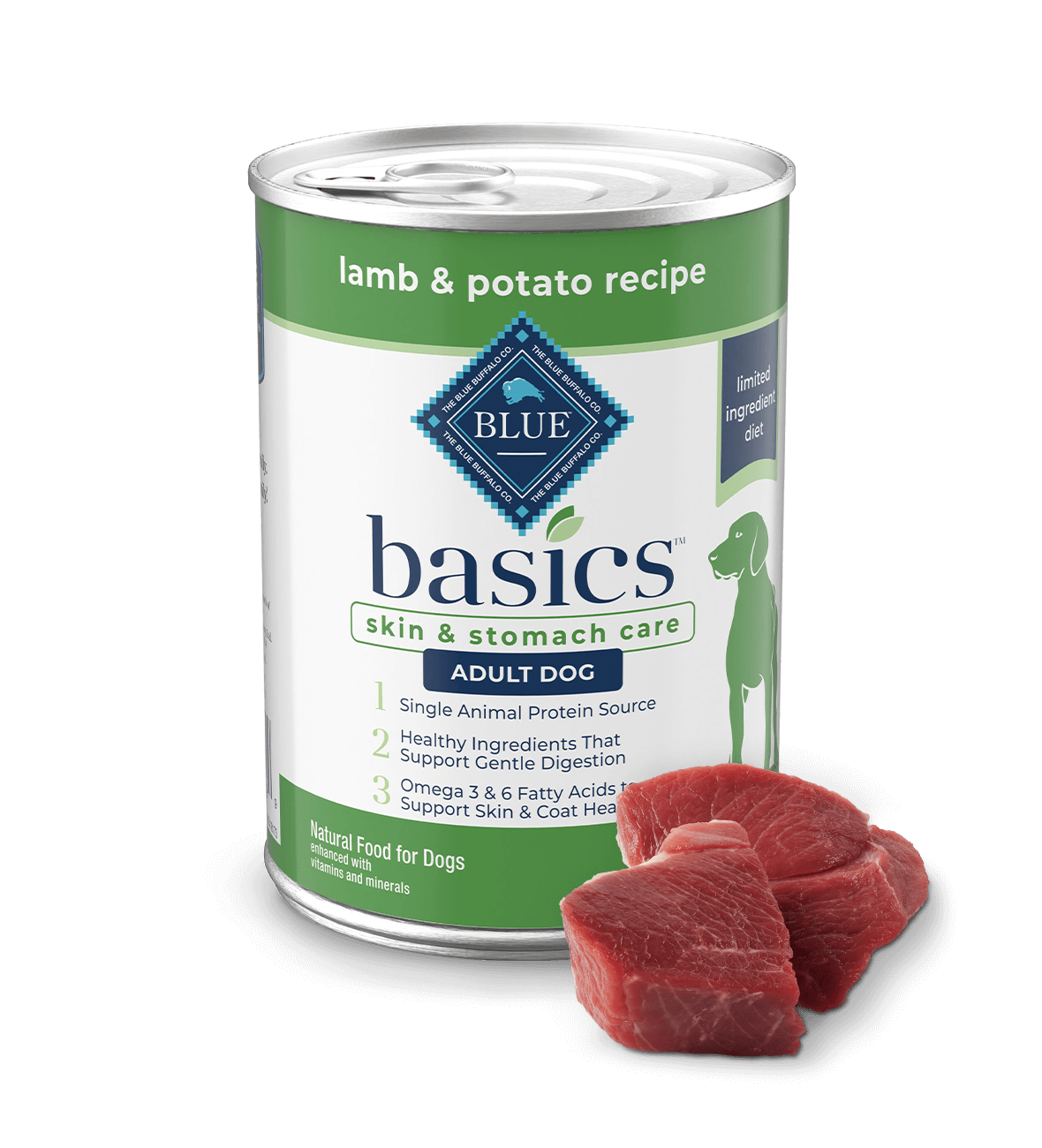 blue basics grain-free adult lamb & potato recipe dog wet food