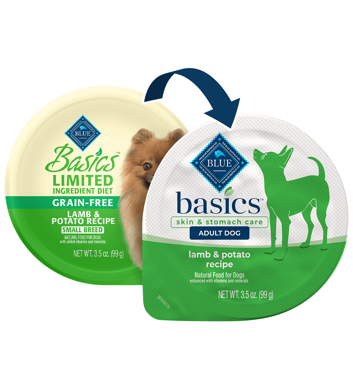 blue basics grain-free adult small breed lamb & potato recipe dog wet food