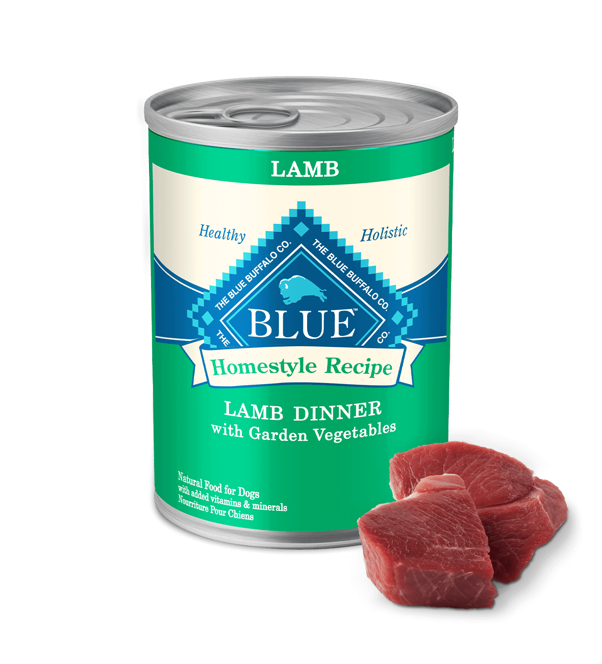 blue homestyle recipe lamb dinner with garden vegetables dog wet food