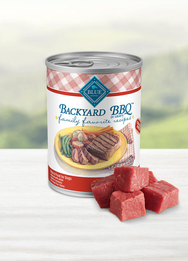 BLUE Family Favorite Recipes Wet Dog Food Backyard BBQ Blue