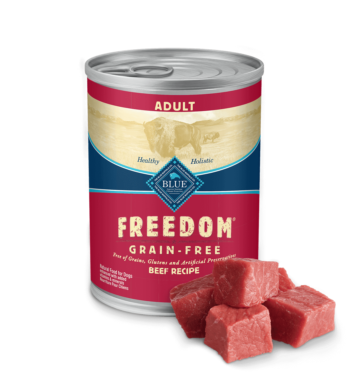 blue freedom adult grain-free beef recipe dog wet food