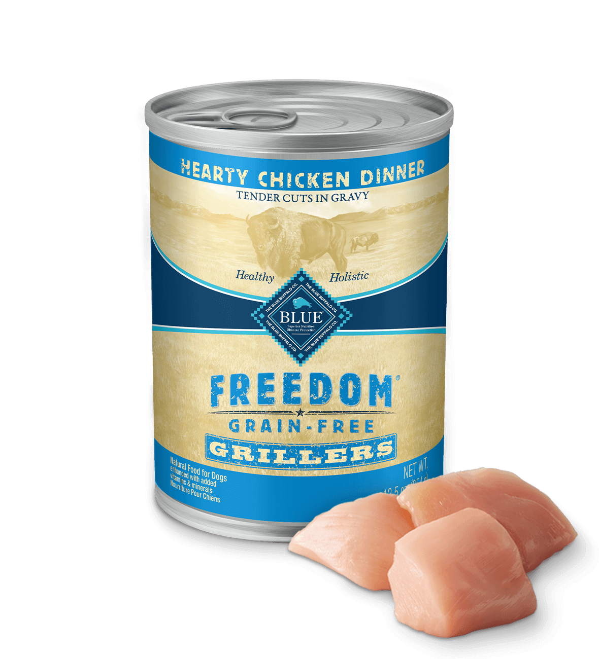 blue freedom grain-free grillers chicken dog wet food