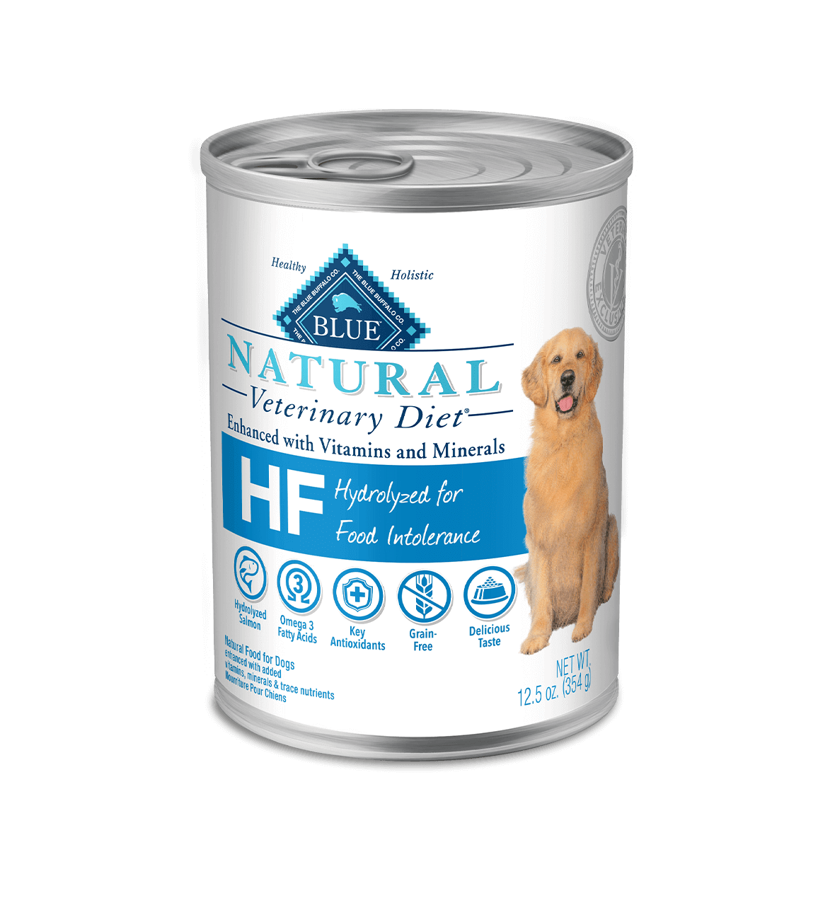 blue natural veterinary diet hf hydrolyzed for food intolerance dog wet food