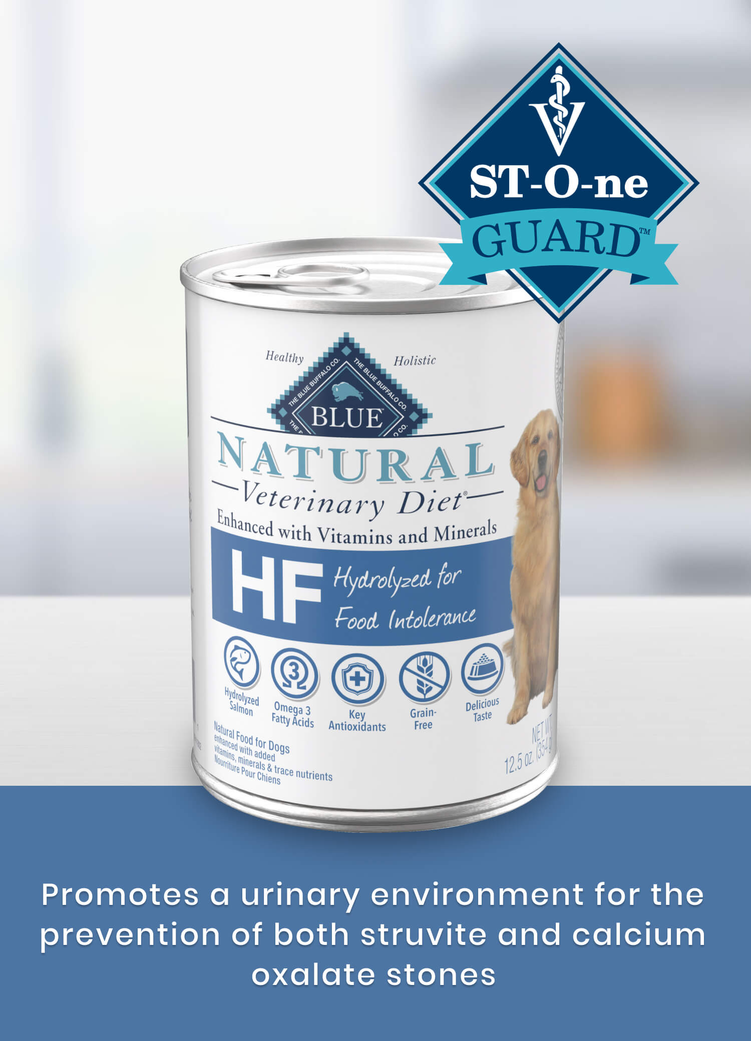 HF Hydrolyzed for Food Intolerance St-O-ne Guard Promotes a urinary environment for the prevention of both struvite and calcium oxalate stones
