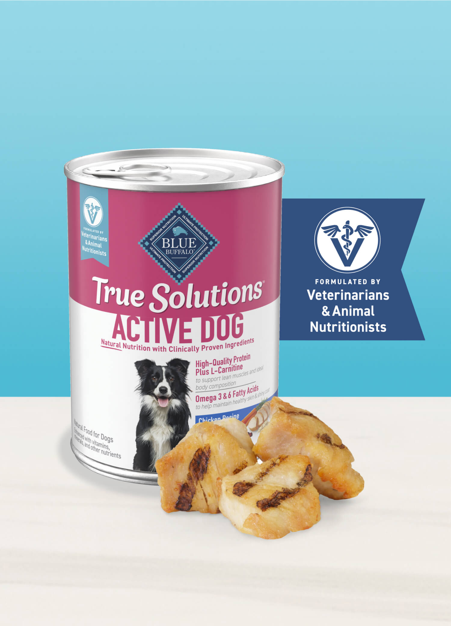 Can of BLUE True Solutions™ Top Form dog food