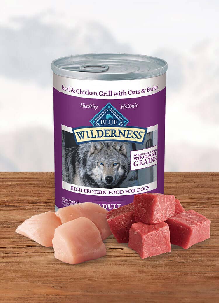 BLUE Wilderness Beef Chicken with Grains Wet Dog Food Blue